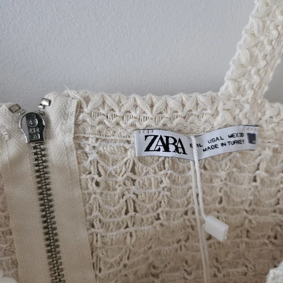 Zara Ivory Knit Crop Top - Picture 2 of 4